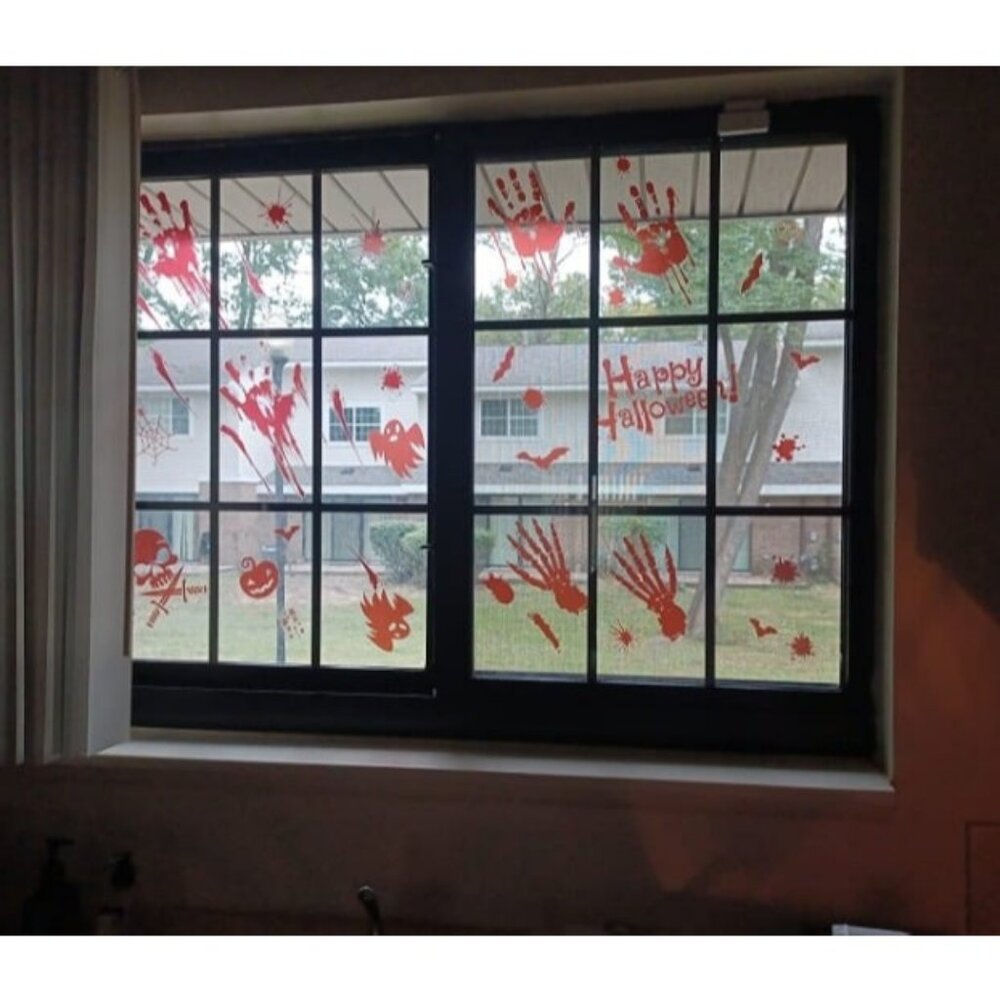 Halloween Decor, 8 Sheet/95Pcs Halloween Bloody Handprint Footprint Wall Decor